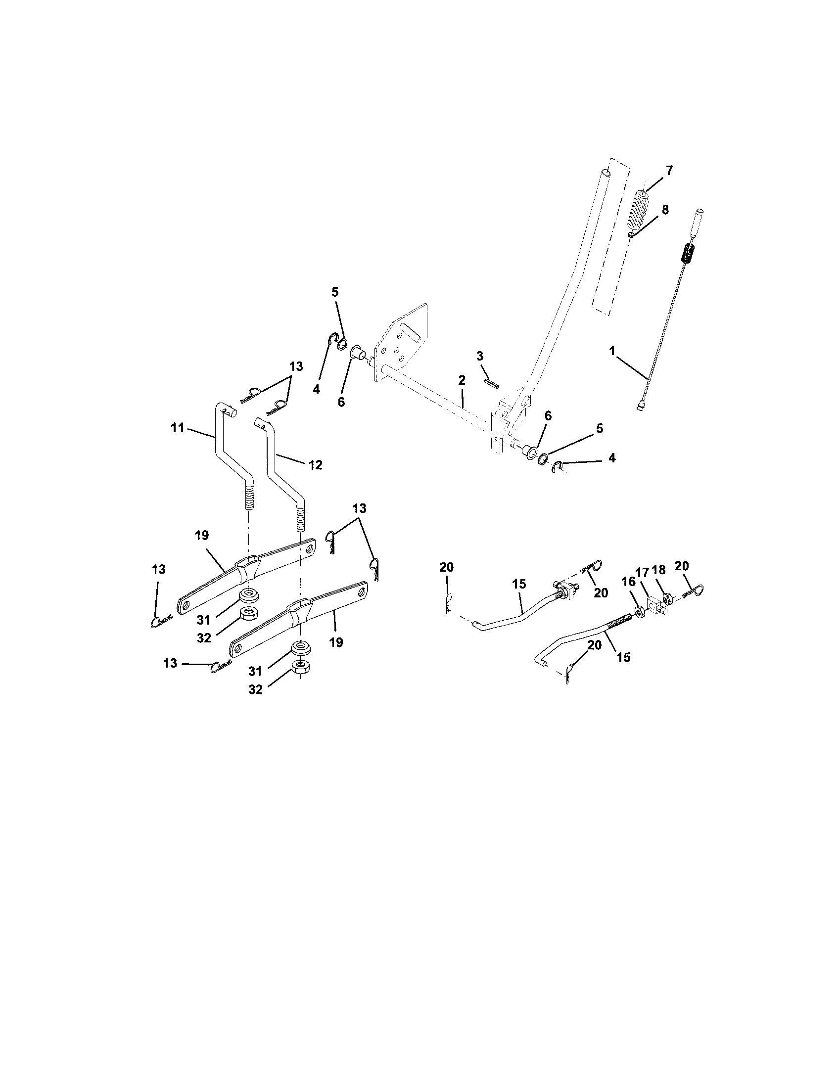 Lift Assembly Diagram and Parts List for 917273160  Craftsman Lawn Tractor