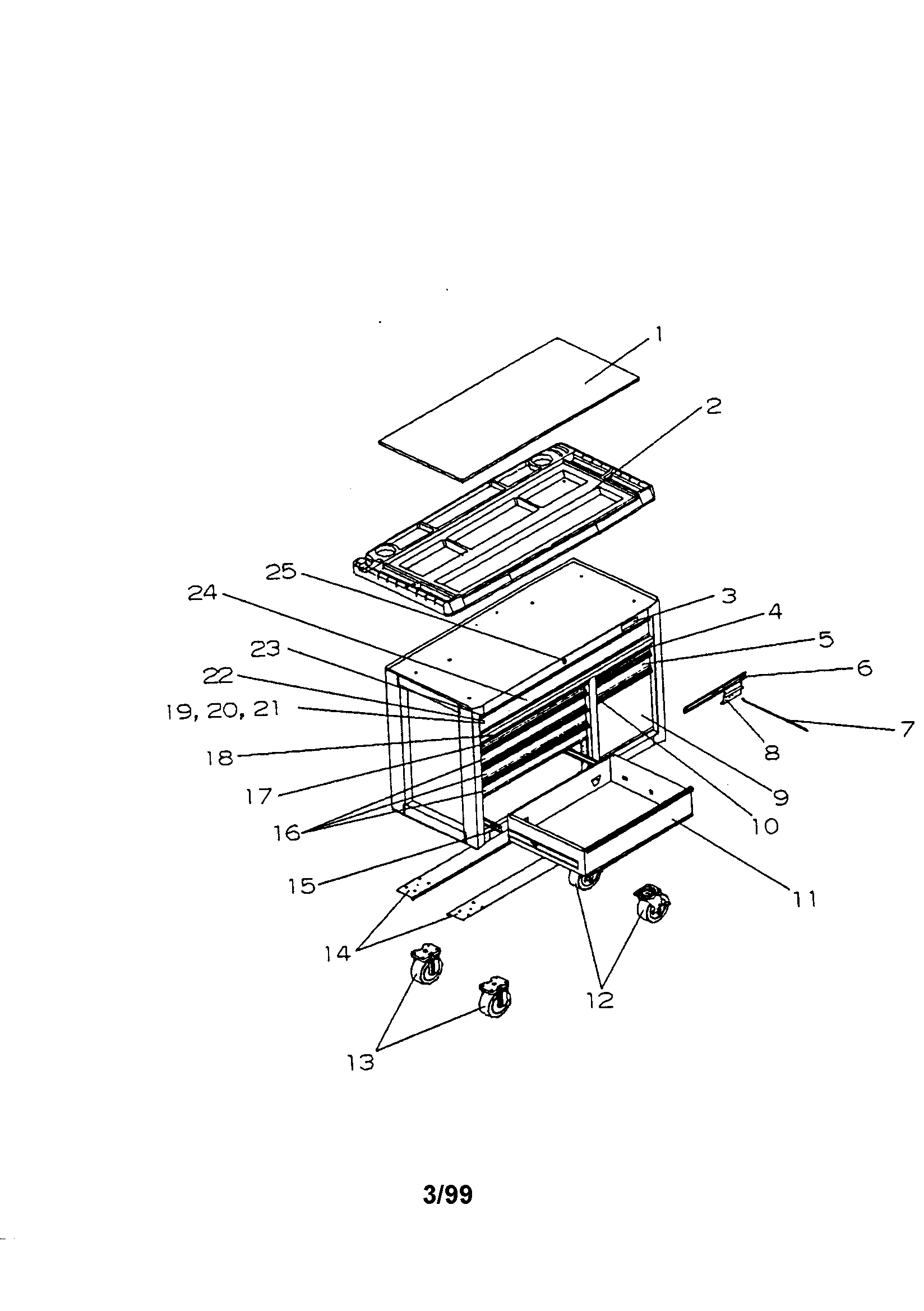Unit Parts Diagram and Parts List for 706655900  Craftsman Tool Stand & Cart
