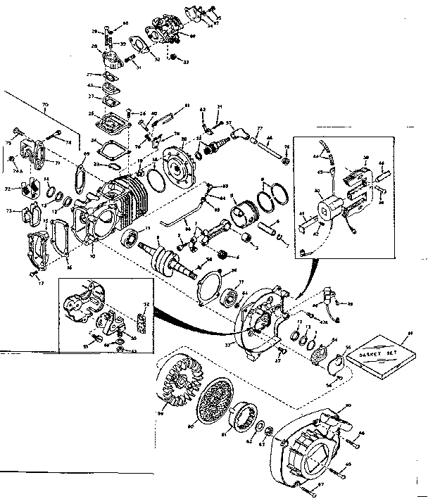 Engine Diagram and Parts List for 917351150  Craftsman Chainsaw