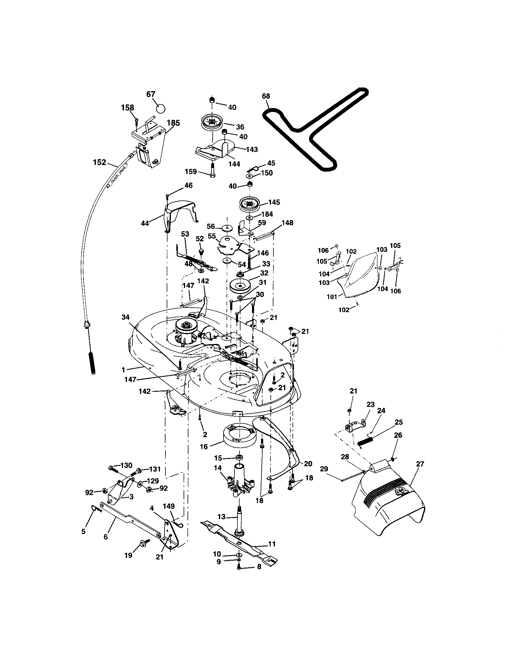 Mower Deck Diagram and Parts List for 917273373  Craftsman Lawn Tractor
