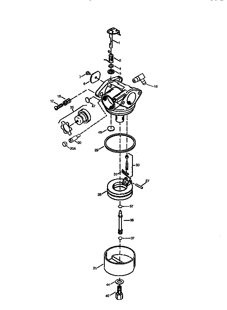 Carburetor 640142 Diagram and Parts List for 143985018  Craftsman Engine