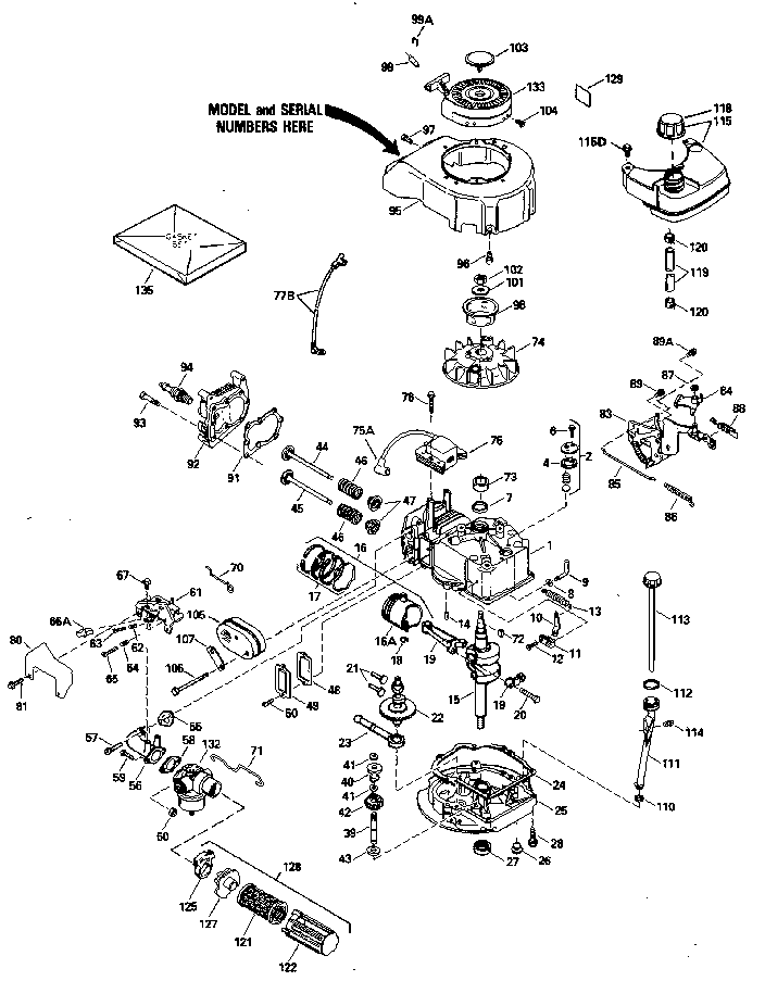 Replacement Parts Diagram and Parts List for 143394362  Craftsman Engine