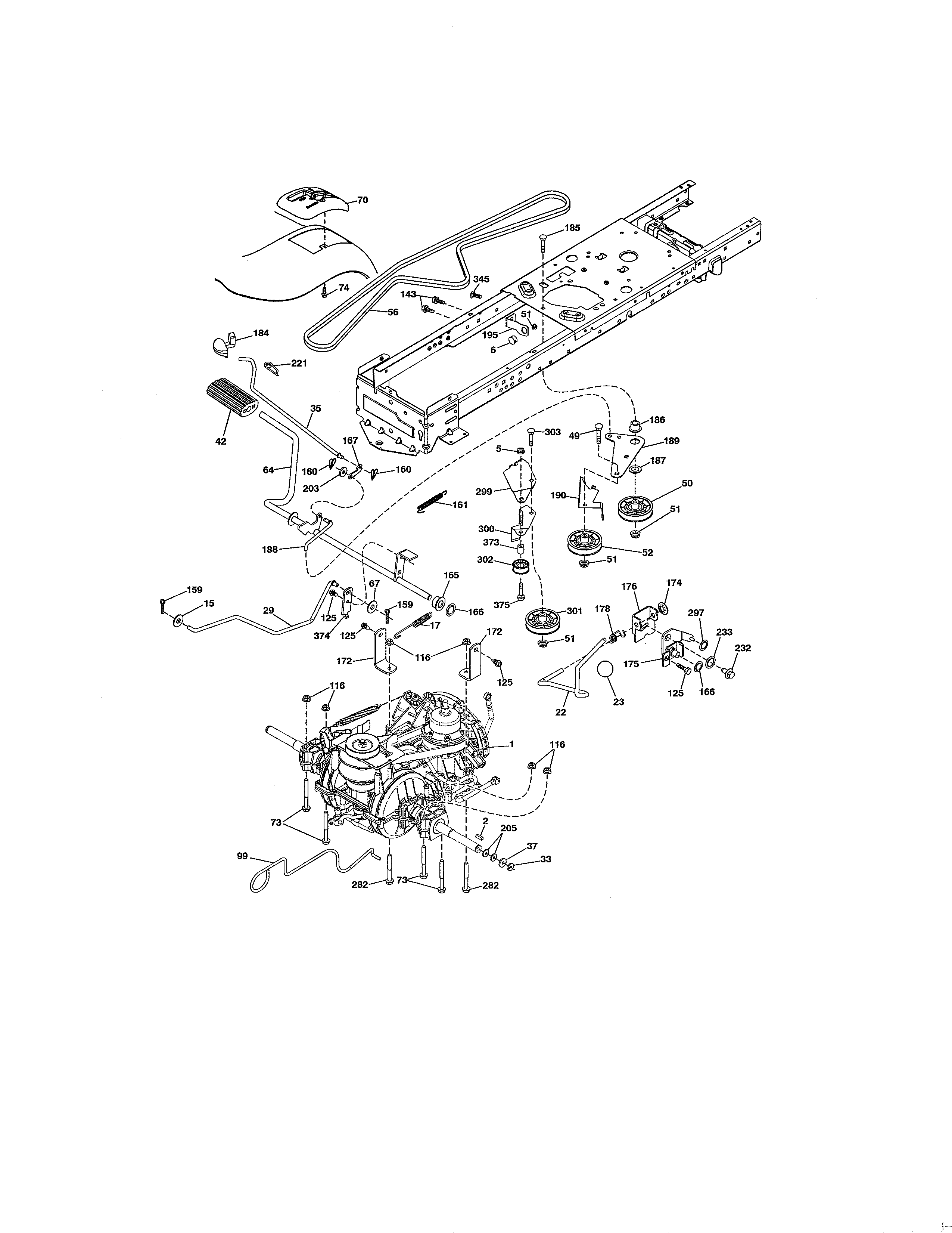 Ground Drive Diagram and Parts List for 917250821  Craftsman Lawn Tractor