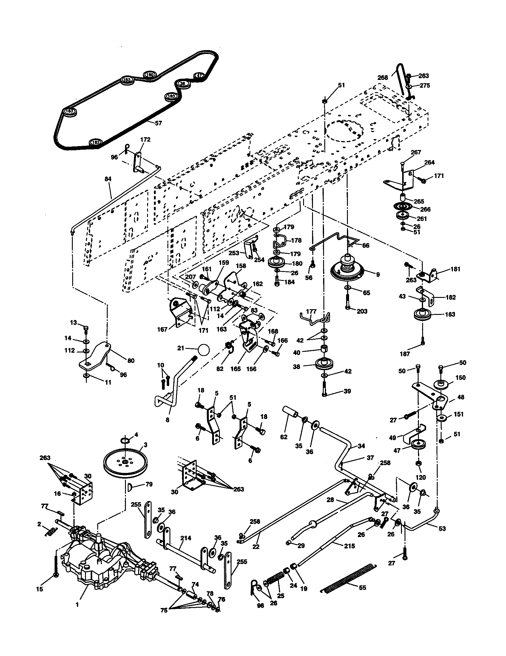 Drive Diagram and Parts List for 917277103  Craftsman Lawn Tractor