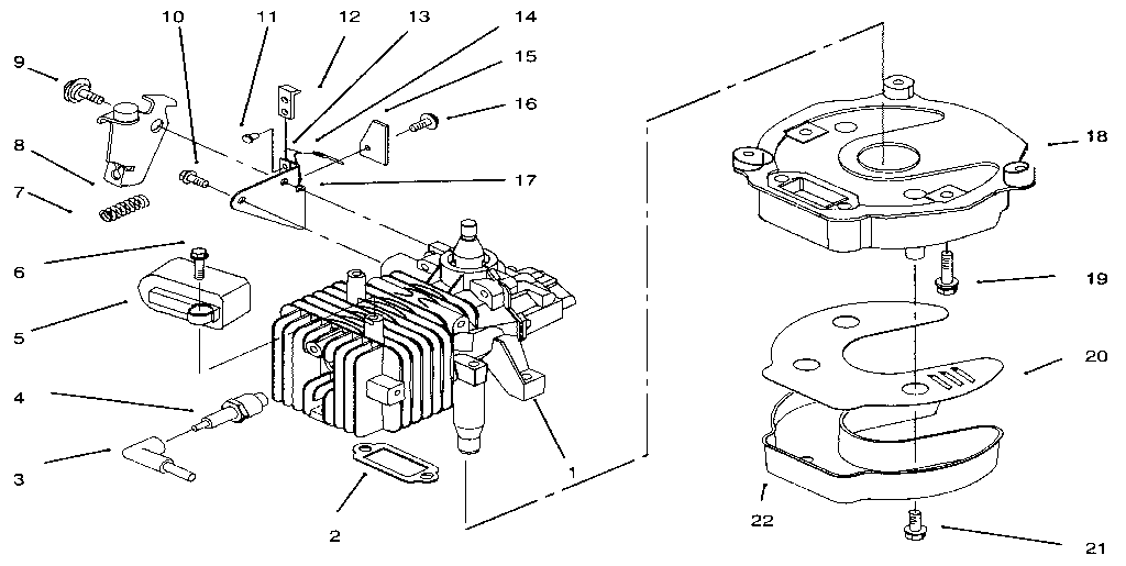 2 Cycle Engine Assembly Diagram and Parts List for 3934  Craftsman Lawn Mower
