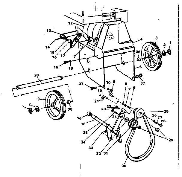Motor Mount Assembly Diagram and Parts List for 8875  Craftsman Snow Blower