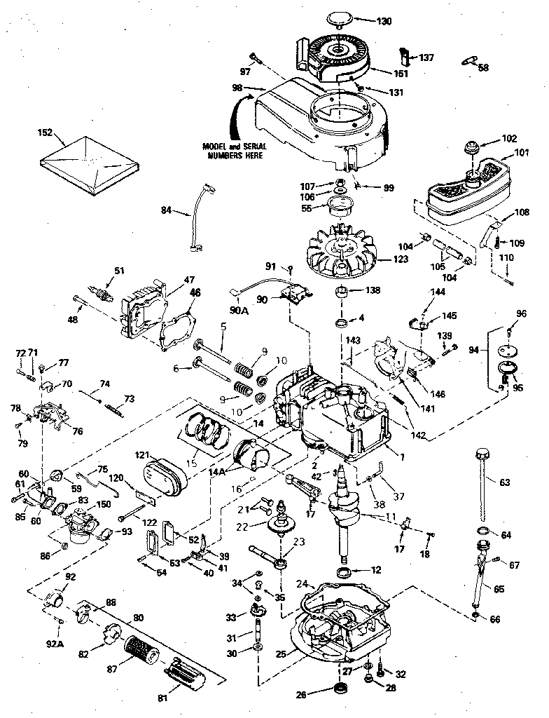 Replacement Parts Diagram and Parts List for 143395012  Craftsman Engine