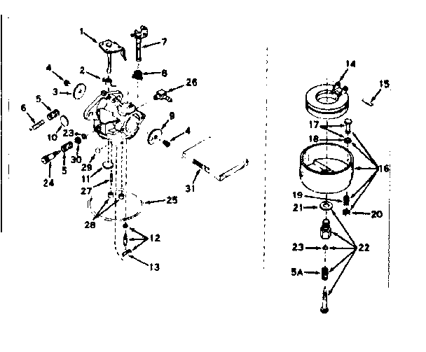 Carburetor Diagram and Parts List for 143164082  Craftsman Engine