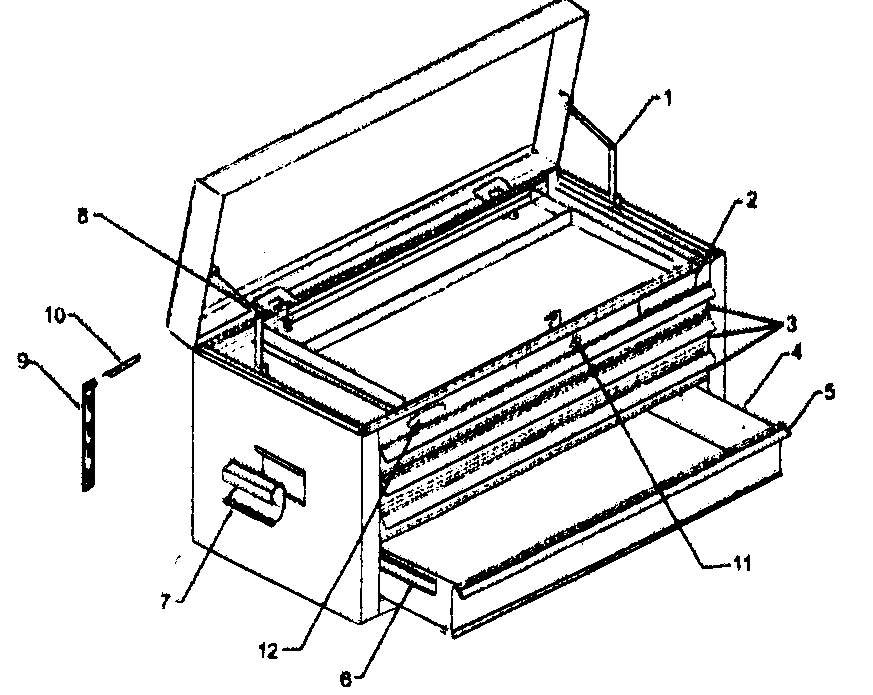Chest Diagram and Parts List for 502595100  Craftsman Tool Stand & Cart