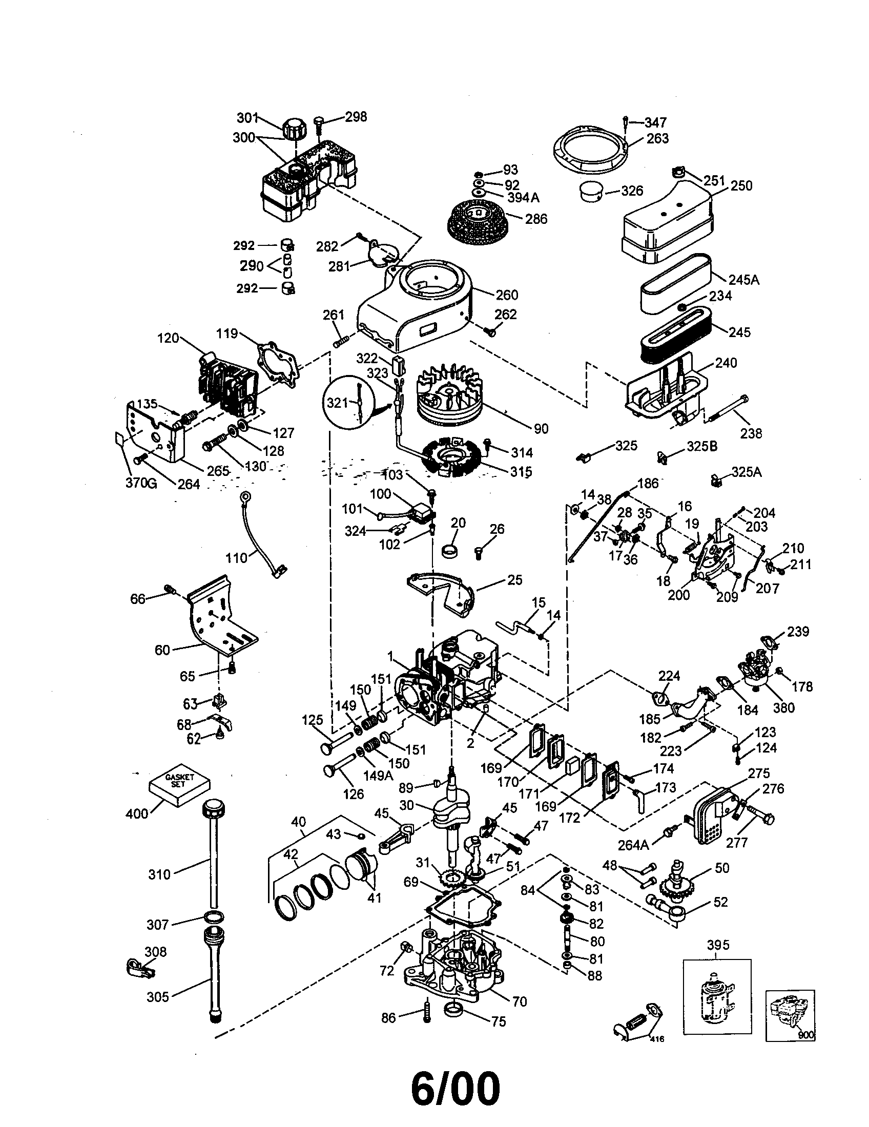 Engine Diagram and Parts List for 143991004  Craftsman Engine