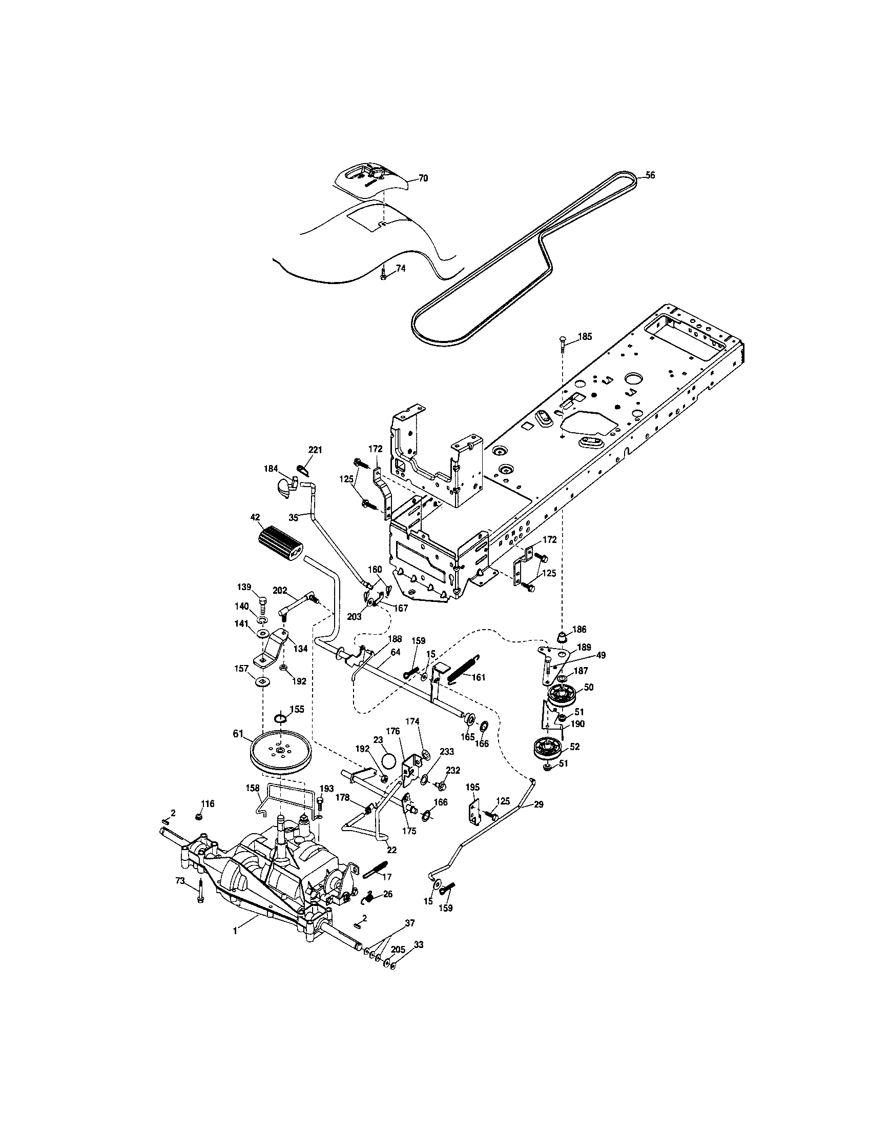 Ground Drive Diagram and Parts List for 917288111  Craftsman Lawn Tractor