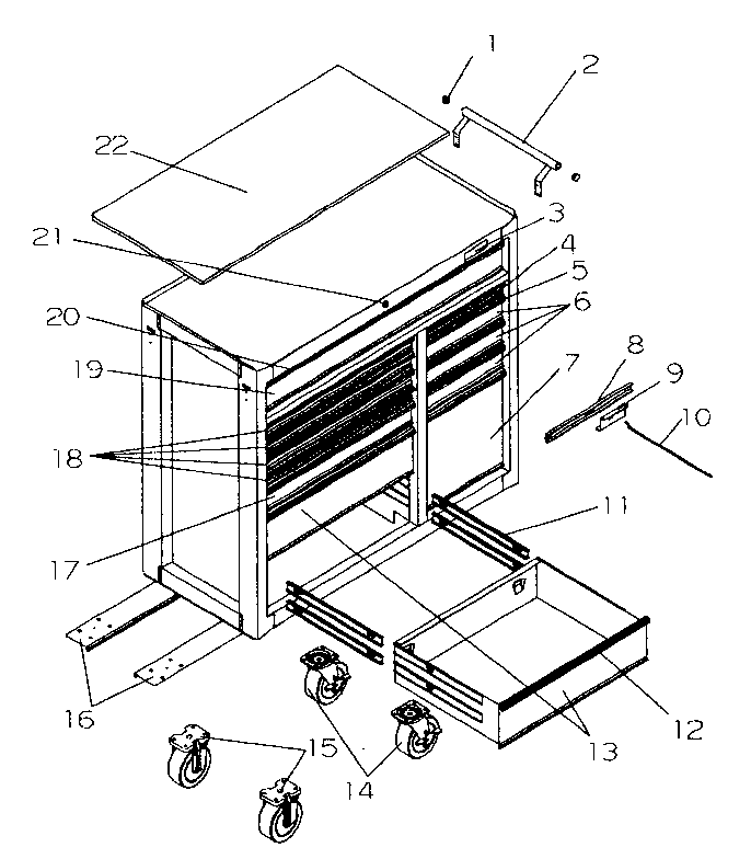 Tool Cart Diagram and Parts List for 706653497  Craftsman Tool Stand & Cart