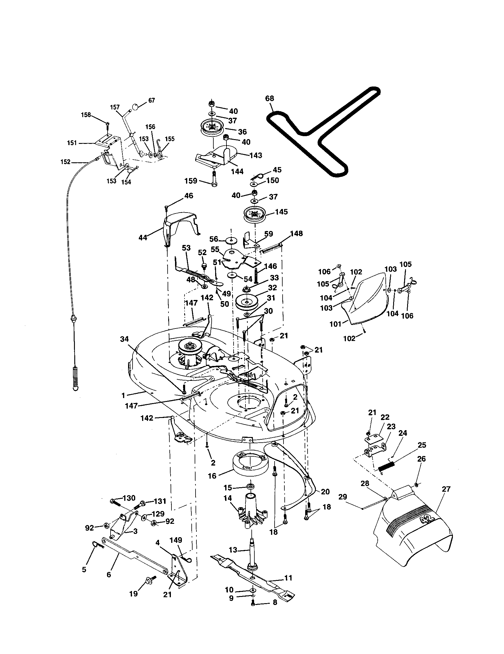 Mower Deck Diagram and Parts List for 917250450  Craftsman Lawn Tractor