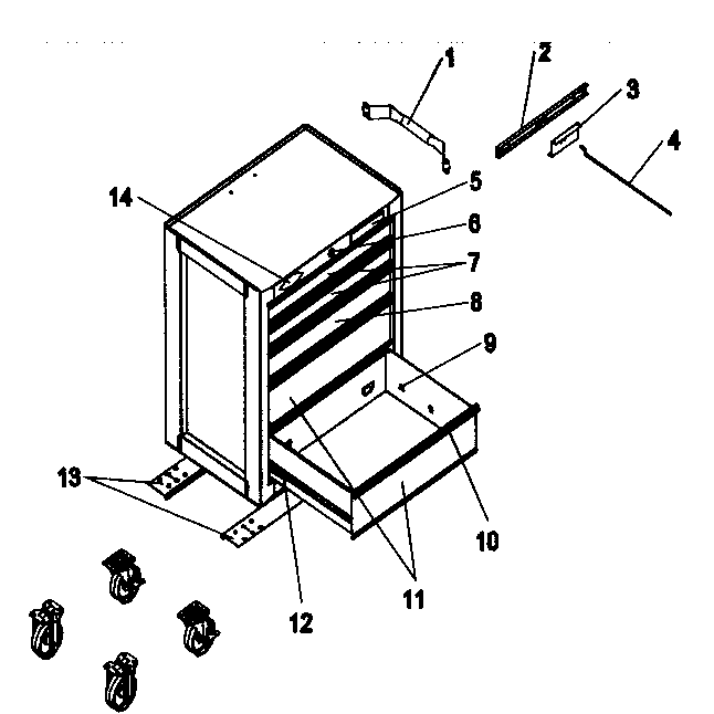 Chest Diagram and Parts List for 706592431  Craftsman Tool Stand & Cart