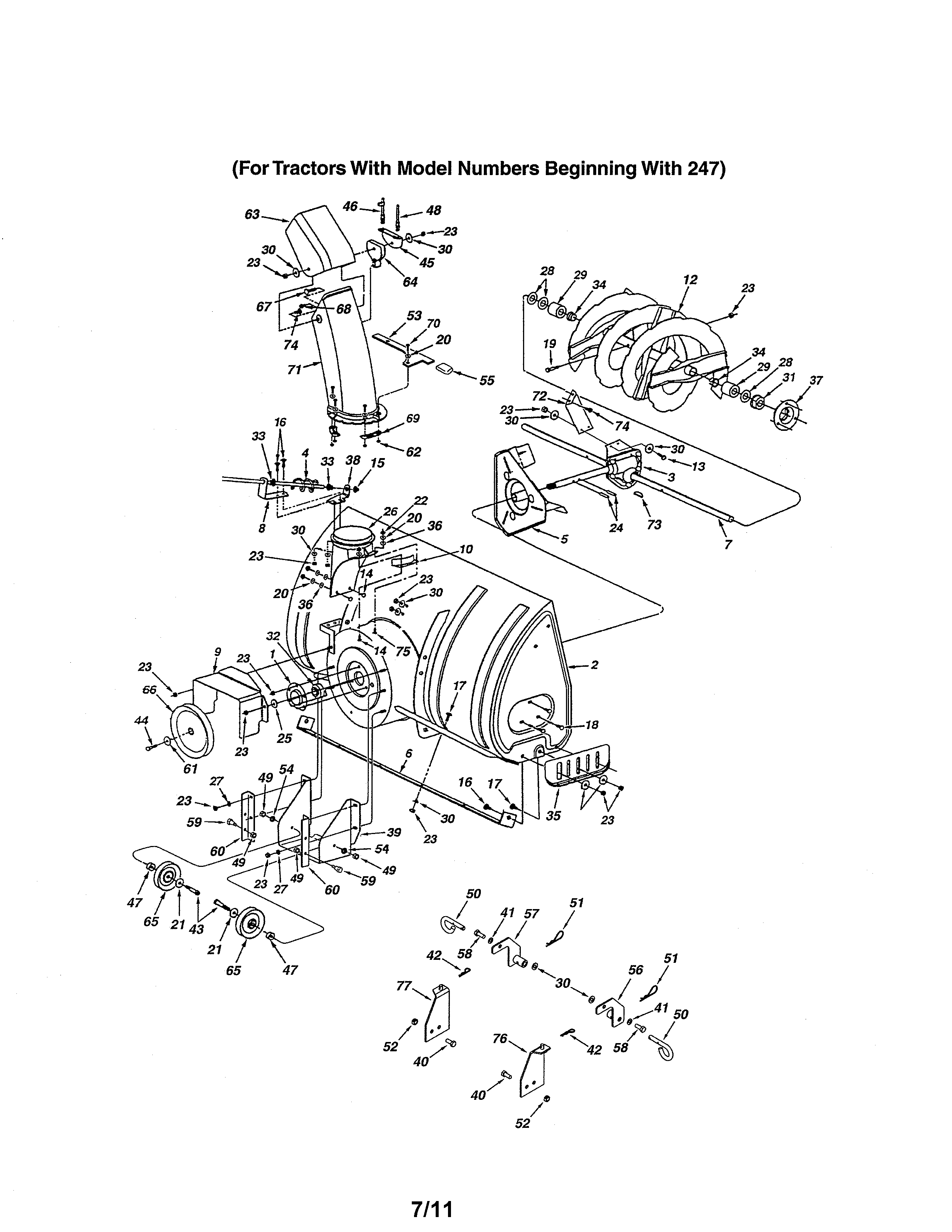 Auger & Housing Diagram and Parts List for 486248371  Craftsman Snow Blower