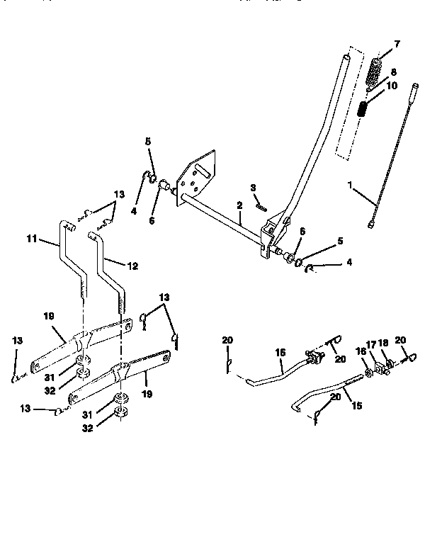 Lift Diagram and Parts List for 917256390  Craftsman Lawn Tractor