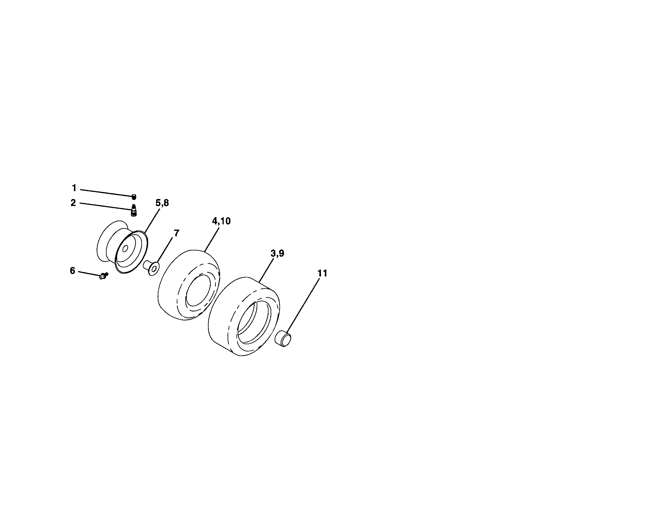 Wheels And Tires Diagram and Parts List for 917288050  Craftsman Lawn Tractor