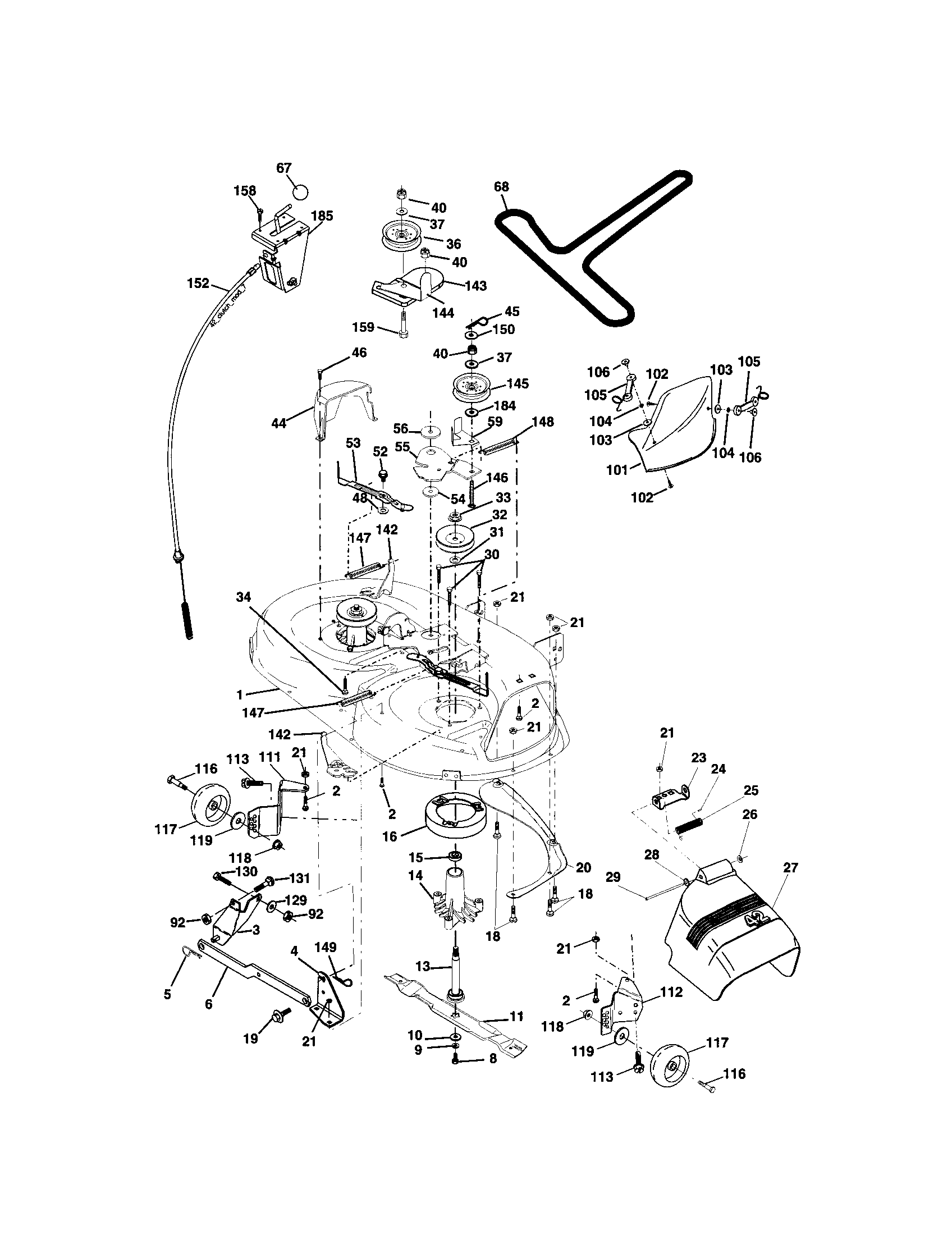 Mower Deck Diagram and Parts List for 917273750  Craftsman Lawn Tractor