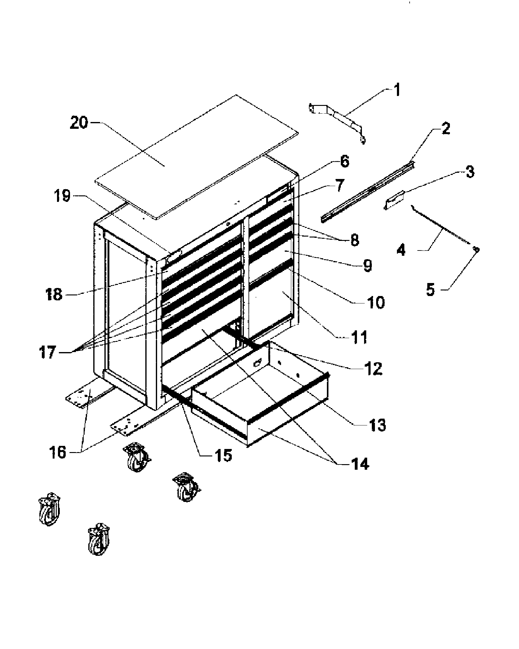 Toolbox Diagram and Parts List for 706618231  Craftsman Tool Stand & Cart