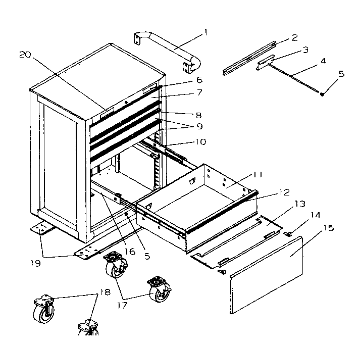 Chest Diagram and Parts List for 706597173  Craftsman Tool Stand & Cart