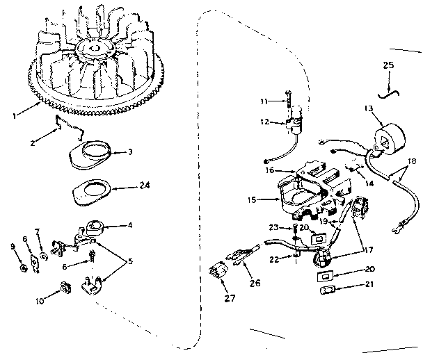 Alternator Magneto No. 610826 Diagram and Parts List for 143626012  Craftsman Engine