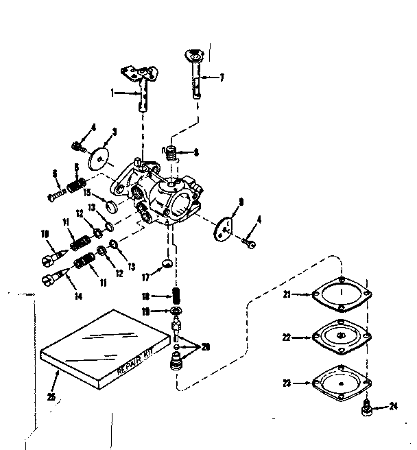 Carburetor No. 30119 Diagram and Parts List for 143106031  Craftsman Engine
