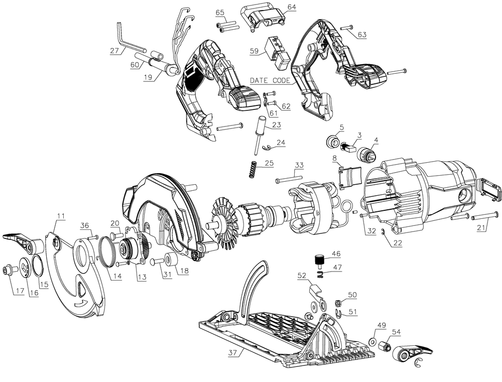 Diagram Diagram and Parts List for CMES510 Type 1 Craftsman Circular Saw