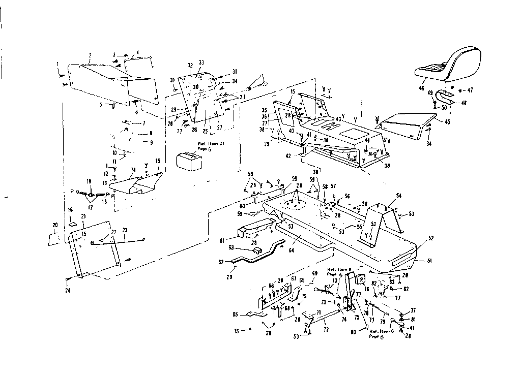 Top Half Diagram and Parts List for 536250933  Craftsman Lawn Tractor