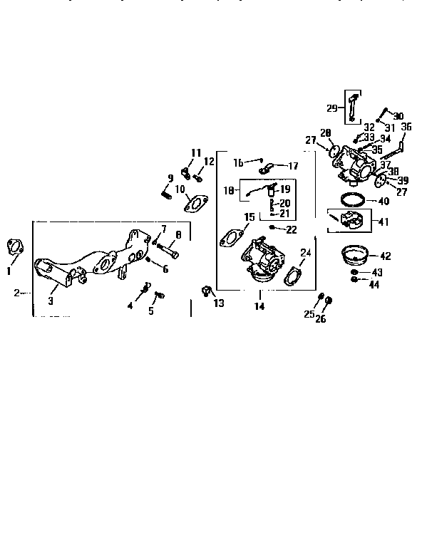 Carburetor Div71/501 Diagram and Parts List for 501MV20S-57527  Craftsman Engine