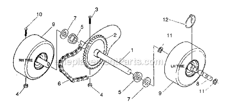 Wheel_Assembly Diagram and Parts List for 536-886331  Craftsman Snow Blower