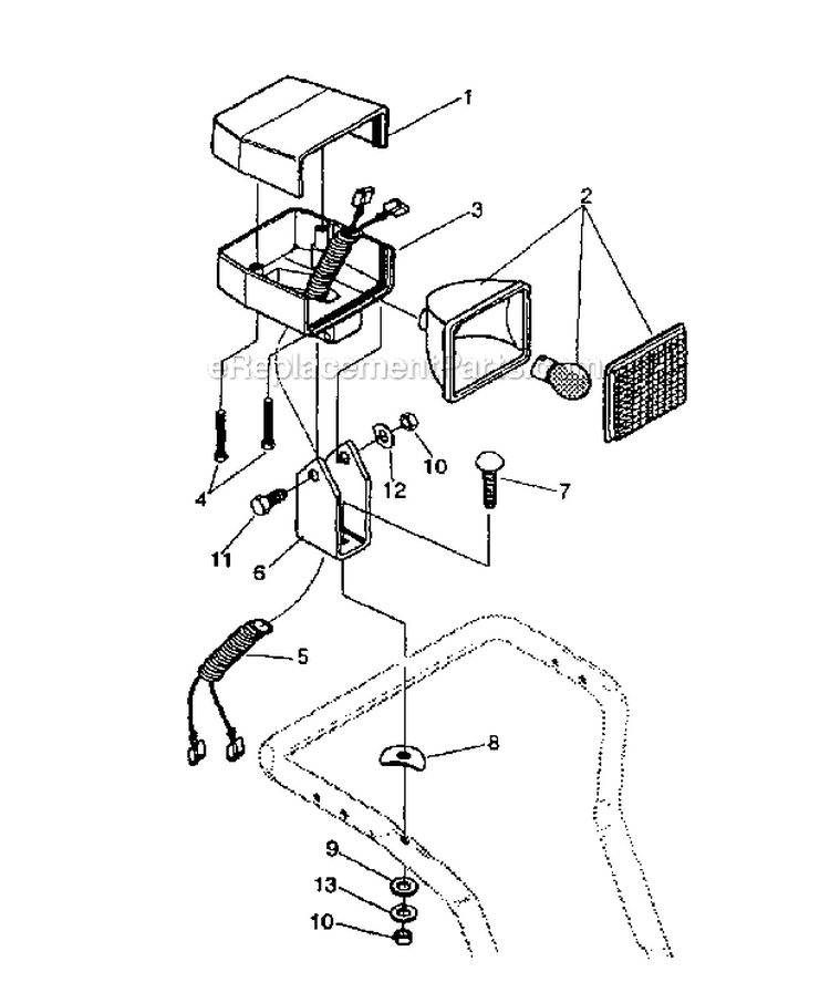 Headlight Diagram and Parts List for 536-886331  Craftsman Snow Blower