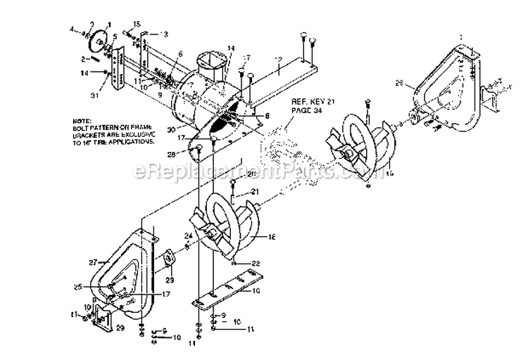Auger_Housing Diagram and Parts List for 536-886331  Craftsman Snow Blower