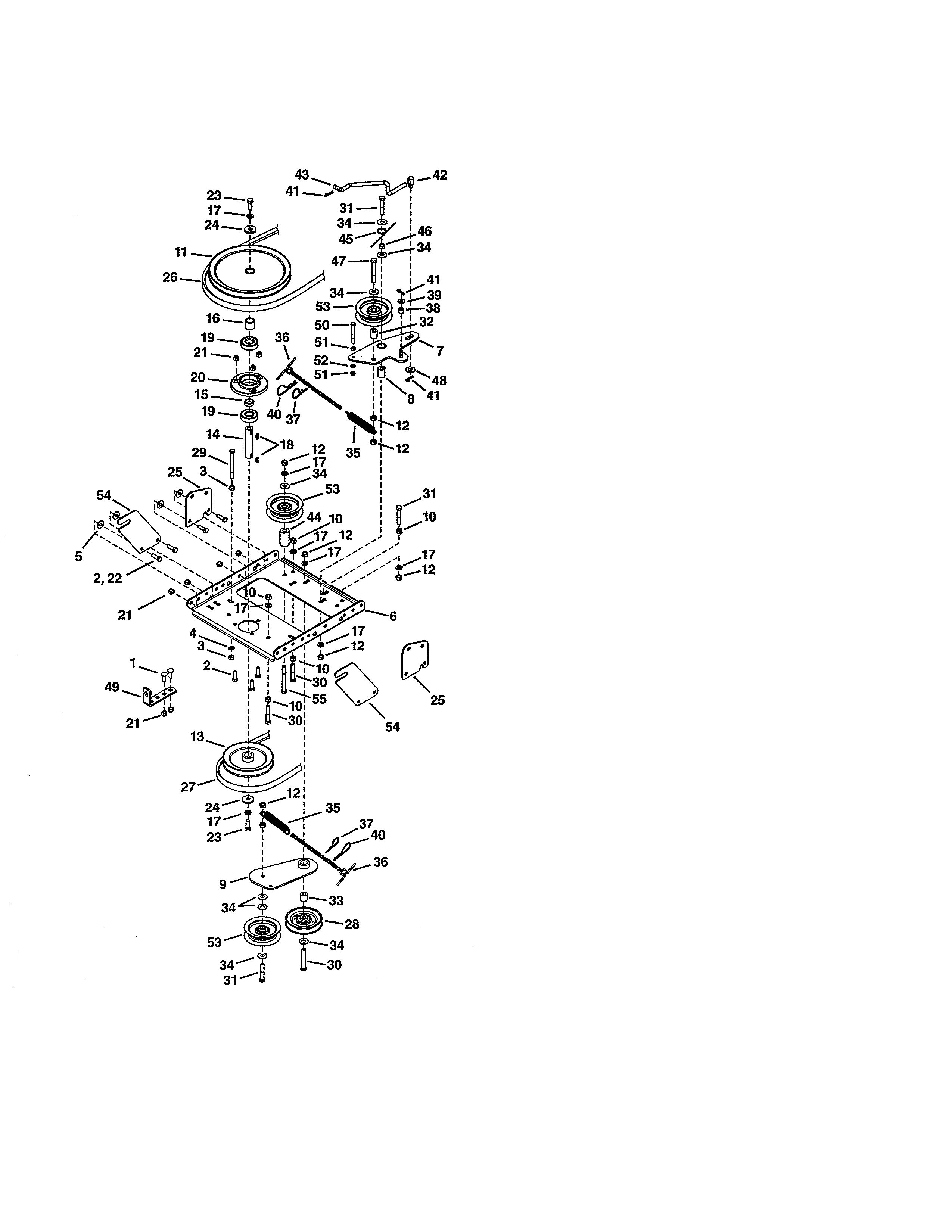 Frame/pulleys/idler Bracket Diagram and Parts List for 486248374  Craftsman Snow Blower