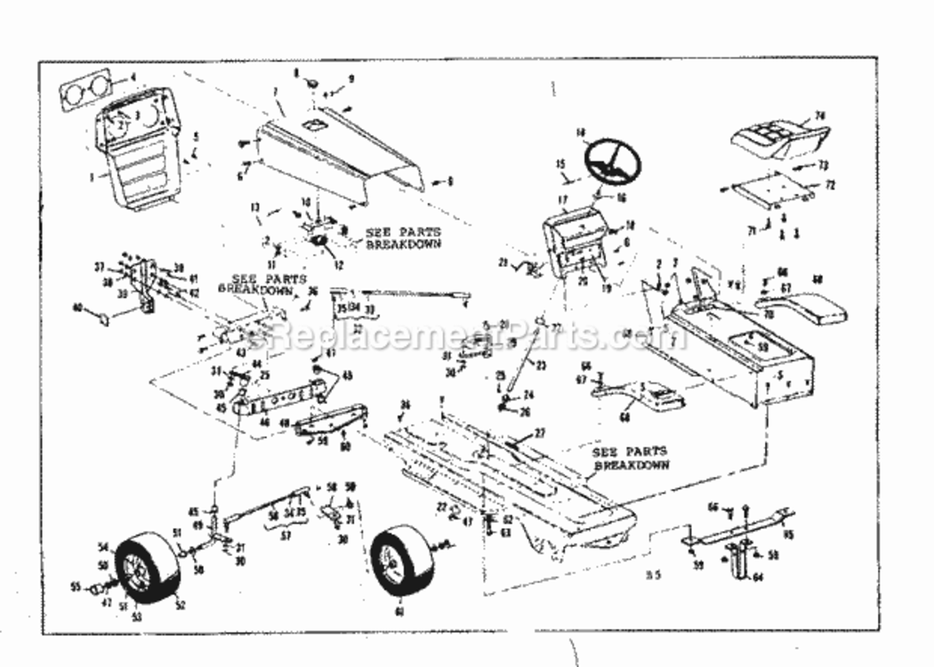 Page B Diagram and Parts List for 536250821  Craftsman Lawn Tractor