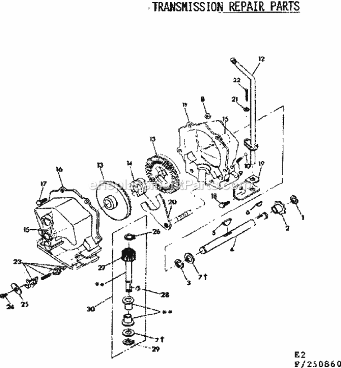 Page E Diagram and Parts List for 536250860  Craftsman Lawn Tractor