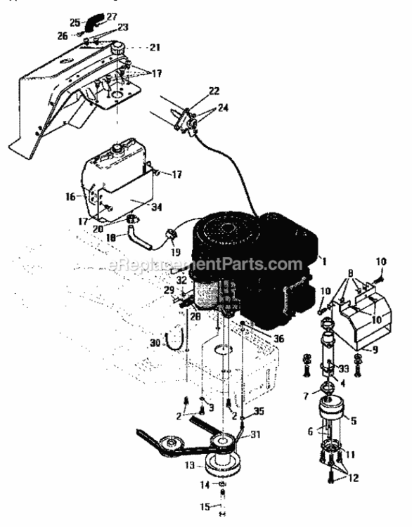 Page H Diagram and Parts List for 536252570  Craftsman Lawn Tractor