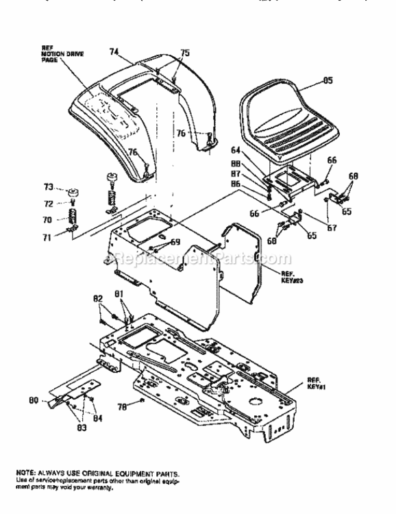 Page B Diagram and Parts List for 536252571  Craftsman Lawn Tractor