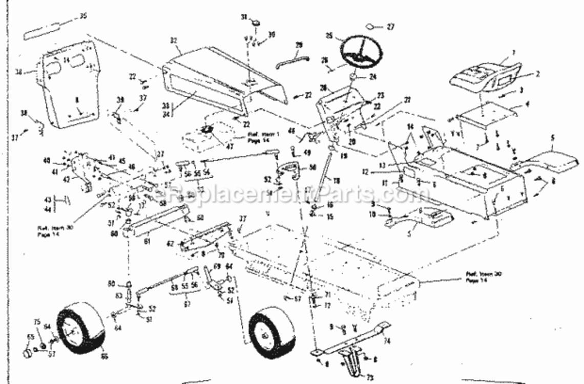 Page B Diagram and Parts List for 536255232  Craftsman Lawn Tractor