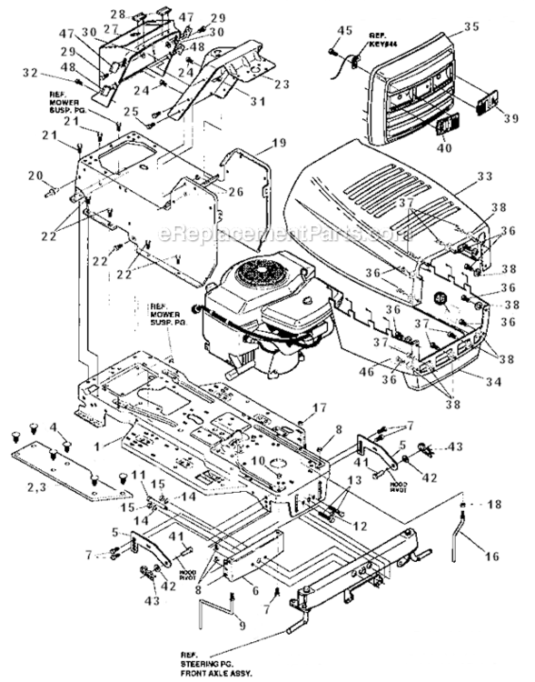 Chassis_And_Hood_Assembly Diagram and Parts List for 536257670  Craftsman Lawn Tractor