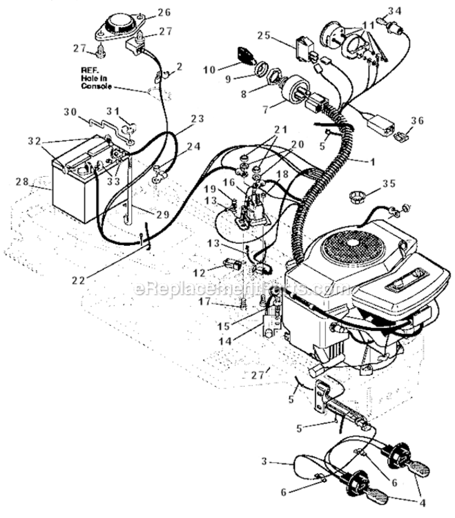 Electrical_Assembly Diagram and Parts List for 536257670  Craftsman Lawn Tractor