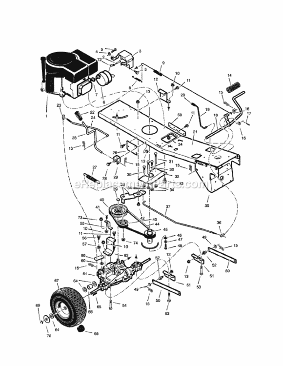 Page C Diagram and Parts List for 536270290  Craftsman Lawn Tractor