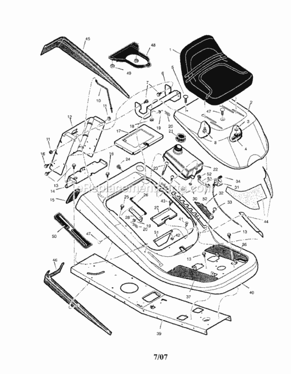 Page A Diagram and Parts List for 536270340  Craftsman Lawn Tractor