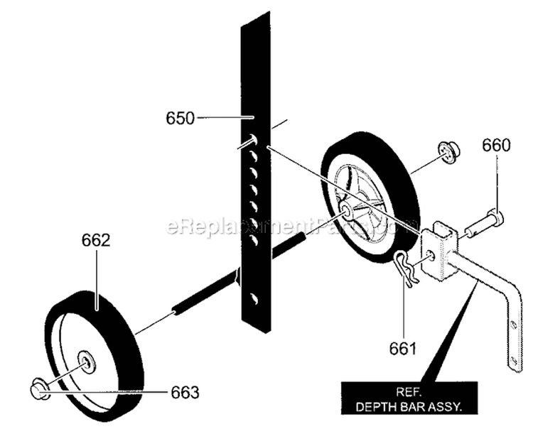Wheel Assembly Diagram and Parts List for 536292522  Craftsman Cultivator