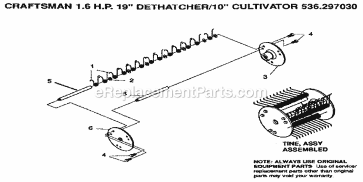Page H Diagram and Parts List for 536297030  Craftsman Tiller
