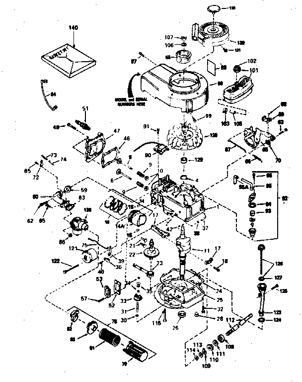 Engine Diagram and Parts List for 143374222  Craftsman Engine
