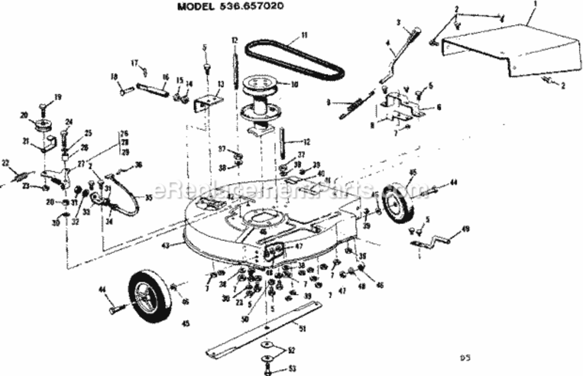 Page D Diagram and Parts List for 536657020  Craftsman Lawn Tractor