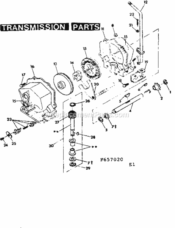 Page E Diagram and Parts List for 536657020  Craftsman Lawn Tractor