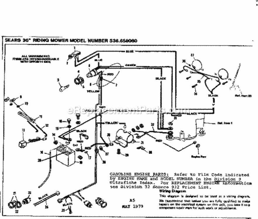 Page A Diagram and Parts List for 536658080  Craftsman Lawn Tractor