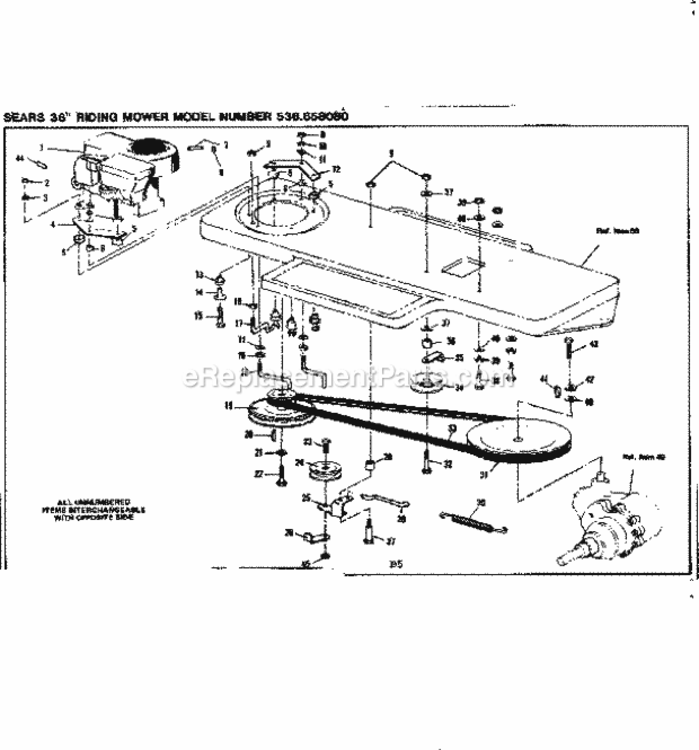 Page B Diagram and Parts List for 536658080  Craftsman Lawn Tractor