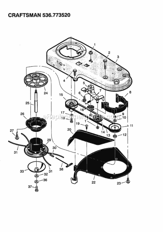 Page B Diagram and Parts List for 536773520  Craftsman Trimmer